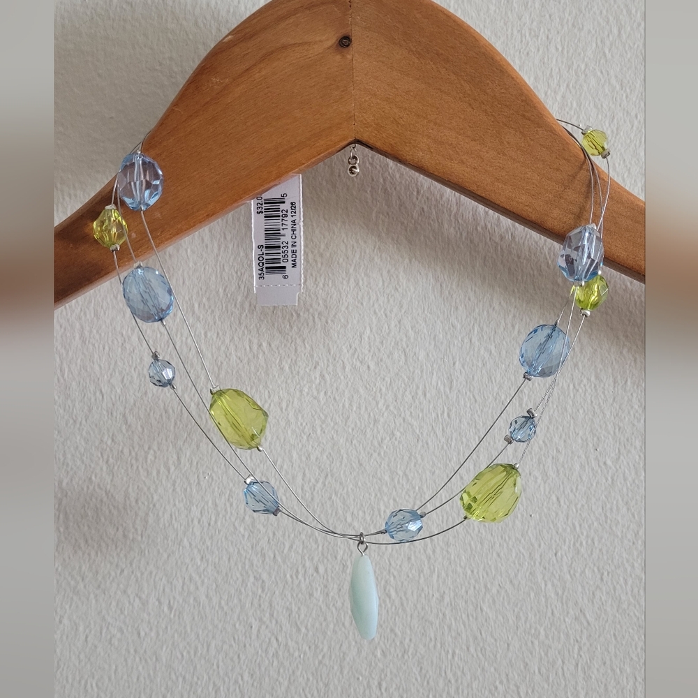 Indeed multi strand blue and green faceted bead Women's necklace
